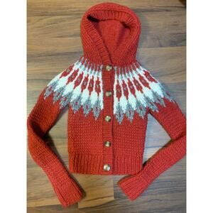Abercrombie & Fitch Red Knit Sweater with Pattern